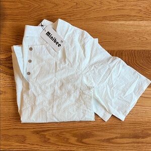 Minibee Women's White Tunic Top 3/4 sleeve